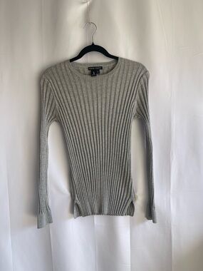Peace of Cloth Ribbed Metallic Long Sleeve Top in Light Gray